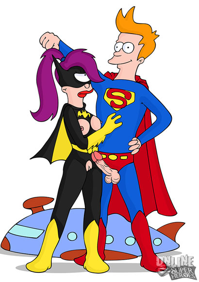 Fry and Leela as superheroes